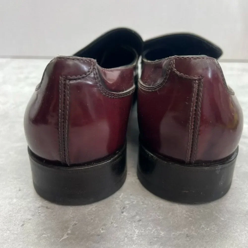 Ermenegildo Zegna Burgundy Leather Tassel Slip-On Loafer Shoes Mens Size 8.5 EE